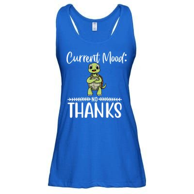 Funny Current Mood No Thanks Cute Turtle Lover Gift Ladies Essential Flowy Tank