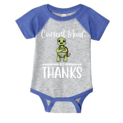 Funny Current Mood No Thanks Cute Turtle Lover Gift Infant Baby Jersey Bodysuit