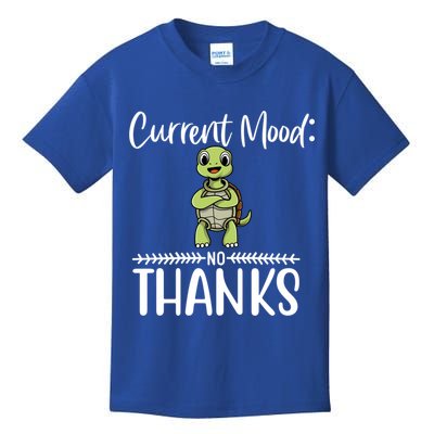 Funny Current Mood No Thanks Cute Turtle Lover Gift Kids T-Shirt