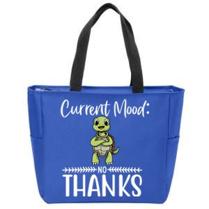 Funny Current Mood No Thanks Cute Turtle Lover Gift Zip Tote Bag