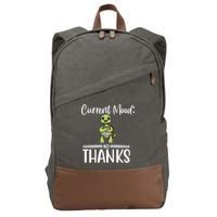 Funny Current Mood No Thanks Cute Turtle Lover Gift Cotton Canvas Backpack