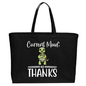 Funny Current Mood No Thanks Cute Turtle Lover Gift Cotton Canvas Jumbo Tote