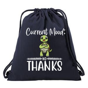 Funny Current Mood No Thanks Cute Turtle Lover Gift Drawstring Bag