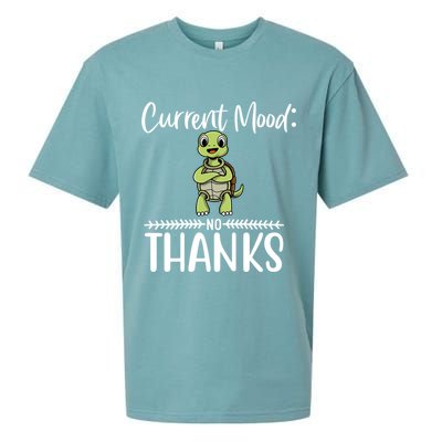 Funny Current Mood No Thanks Cute Turtle Lover Gift Sueded Cloud Jersey T-Shirt