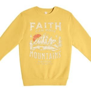 Faith Can Move Mountains Religious Bible Christian Jesus Premium Premium Crewneck Sweatshirt