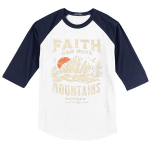 Faith Can Move Mountains Religious Bible Christian Jesus Premium Baseball Sleeve Shirt