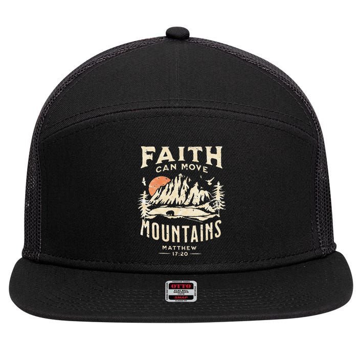 Faith Can Move Mountains Religious Bible Christian Jesus 7 Panel Mesh Trucker Snapback Hat