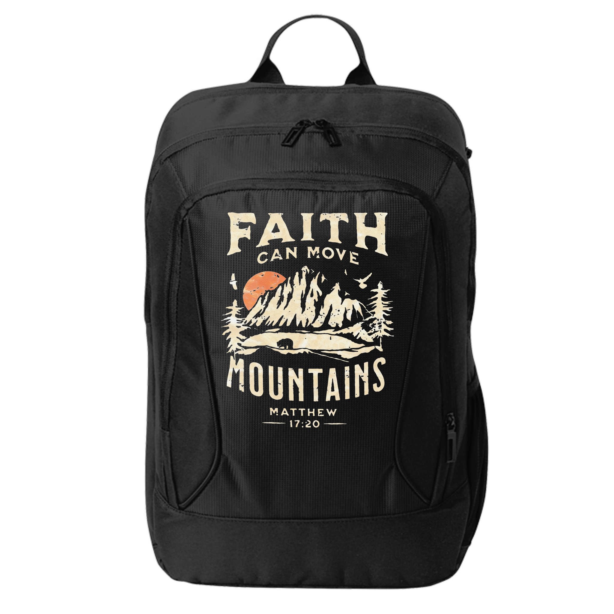 Faith Can Move Mountains Religious Bible Christian Jesus City Backpack