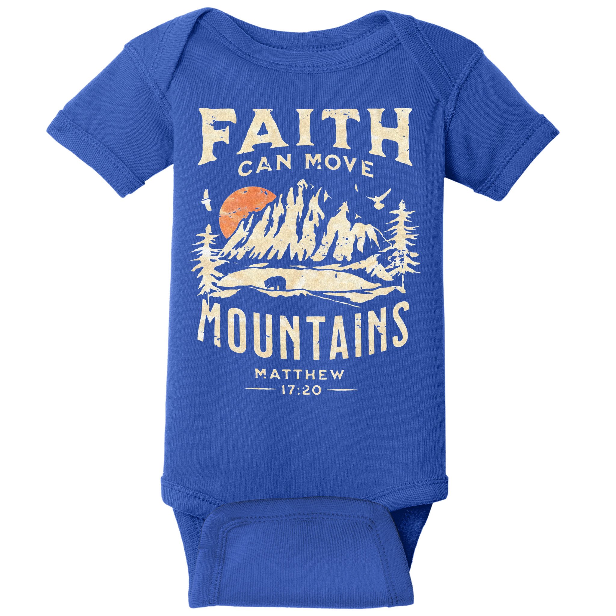 Faith Can Move Mountains Religious Bible Christian Jesus Baby Bodysuit