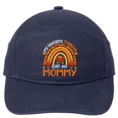 Funny Cute My Favorite Turkeys Call Me Mommy Thanksgiving 7-Panel Snapback Hat