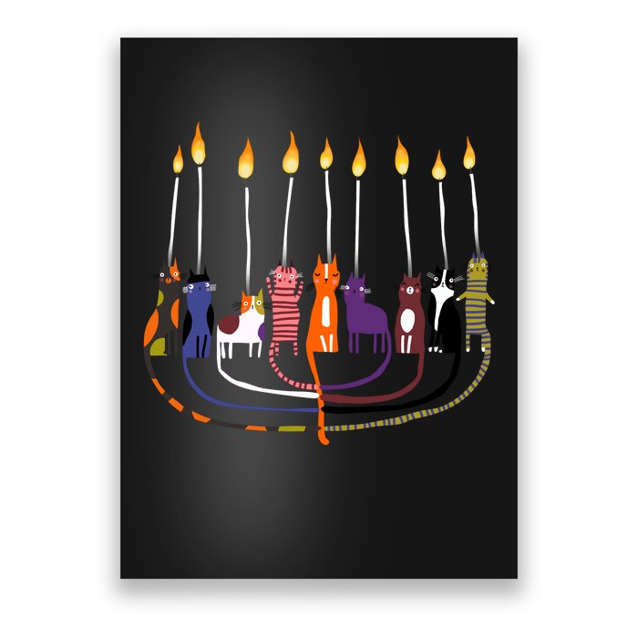 Funny Cat Menorah Hanukkah Poster