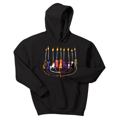 Funny Cat Menorah Hanukkah Kids Hoodie