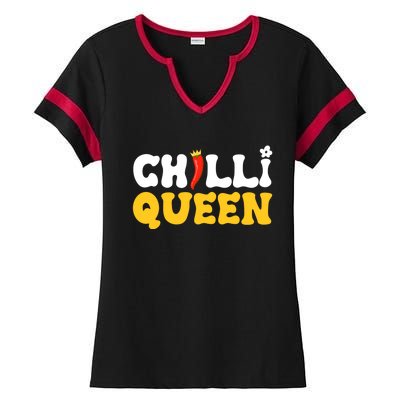 Funny Chilli Mom Queen Spicy Vegetable Mothers' Day Gardener Gift Ladies Halftime Notch Neck Tee