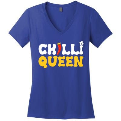 Funny Chilli Mom Queen Spicy Vegetable Mothers' Day Gardener Gift Women's V-Neck T-Shirt