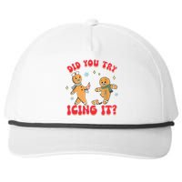 Funny Christmas Nurse Gingerbread Man Did You Try Icing It Snapback Five-Panel Rope Hat