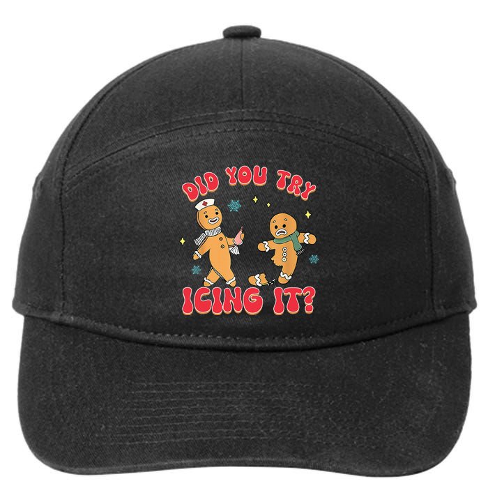 Funny Christmas Nurse Gingerbread Man Did You Try Icing It 7-Panel Snapback Hat