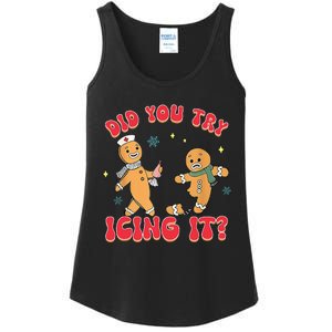 Funny Christmas Nurse Gingerbread Man Did You Try Icing It Ladies Essential Tank