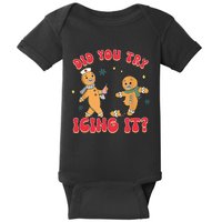 Funny Christmas Nurse Gingerbread Man Did You Try Icing It Baby Bodysuit