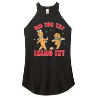 Funny Christmas Nurse Gingerbread Man Did You Try Icing It Women's Perfect Tri Rocker Tank