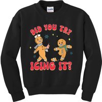 Funny Christmas Nurse Gingerbread Man Did You Try Icing It Kids Sweatshirt