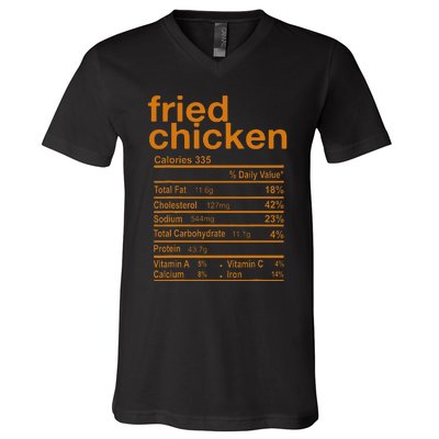 Fried Chicken Nutrition Facts Funny Thanksgiving Christmas V-Neck T-Shirt