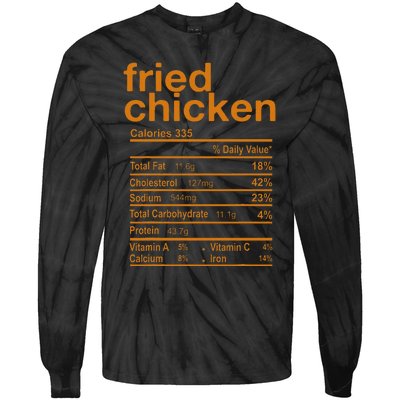 Fried Chicken Nutrition Facts Funny Thanksgiving Christmas Tie-Dye Long Sleeve Shirt