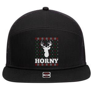 Funny Christmas Naughty Horny Ugly Christmas Gift 7 Panel Mesh Trucker Snapback Hat