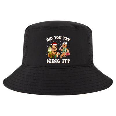 Funny Christmas Nurse Did You Try Icing It Gingerbread Man Sweatshirt Cool Comfort Performance Bucket Hat