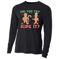 Funny Christmas Nurse Gingerbread Man Did You Try Icing It Cooling Performance Long Sleeve Crew