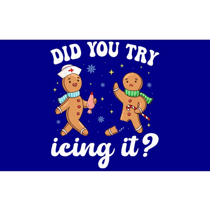 Funny Christmas Nurse Gingerbread Man Did You Try Icing It  Bumper Sticker