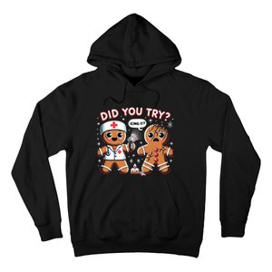 Funny Christmas Nurse Gingerbread Man Did You Try Icing It Hoodie