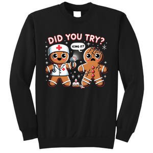 Funny Christmas Nurse Gingerbread Man Did You Try Icing It Sweatshirt