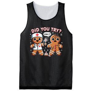 Funny Christmas Nurse Gingerbread Man Did You Try Icing It Mesh Reversible Basketball Jersey Tank