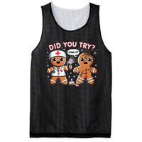 Funny Christmas Nurse Gingerbread Man Did You Try Icing It Mesh Reversible Basketball Jersey Tank