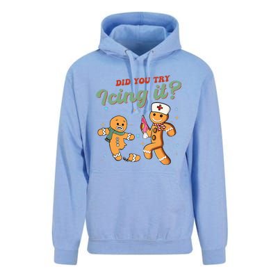 Funny Christmas Nurse Did You Try Icing It Gingerbread Man Unisex Surf Hoodie