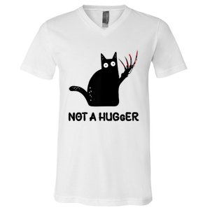 Funny Cat Not A Hugger Sarcastic Cat Saying V-Neck T-Shirt