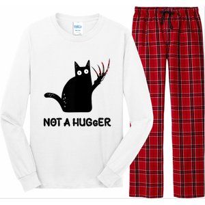 Funny Cat Not A Hugger Sarcastic Cat Saying Long Sleeve Pajama Set