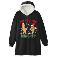 Funny Christmas Nurse Gingerbread Man Did You Try Icing It Hooded Wearable Blanket