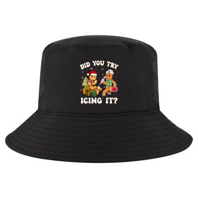 Funny Christmas Nurse Gingerbread Man Did You Try Icing It Cool Comfort Performance Bucket Hat
