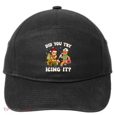 Funny Christmas Nurse Gingerbread Man Did You Try Icing It 7-Panel Snapback Hat