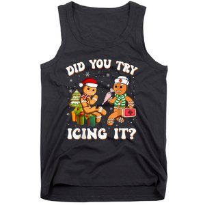 Funny Christmas Nurse Gingerbread Man Did You Try Icing It Tank Top