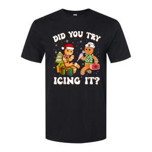 Funny Christmas Nurse Gingerbread Man Did You Try Icing It Softstyle CVC T-Shirt