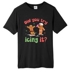 Funny Christmas Nurse Gingerbread Man Did You Try Icing It Tall Fusion ChromaSoft Performance T-Shirt