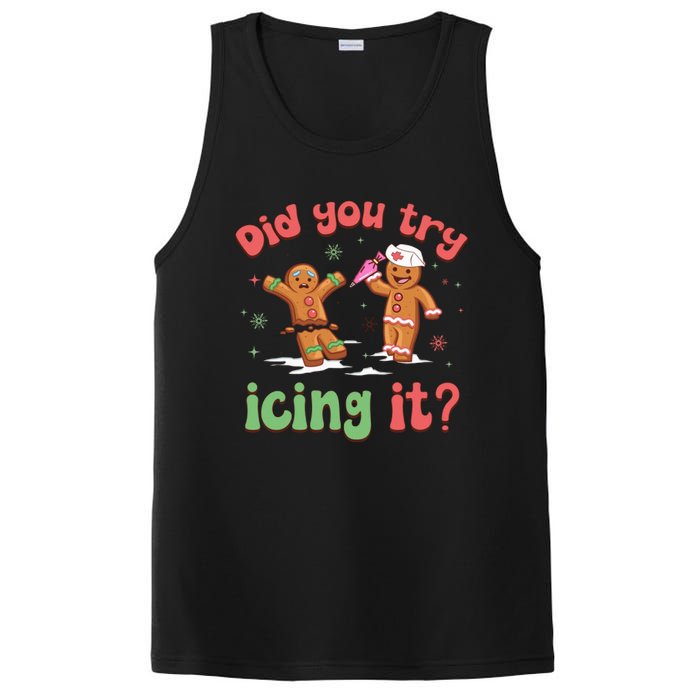 Funny Christmas Nurse Gingerbread Man Did You Try Icing It PosiCharge Competitor Tank