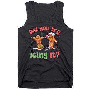 Funny Christmas Nurse Gingerbread Man Did You Try Icing It Tank Top