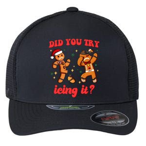 Funny Christmas Nurse Gingerbread Man Did You Try Icing It Flexfit Unipanel Trucker Cap