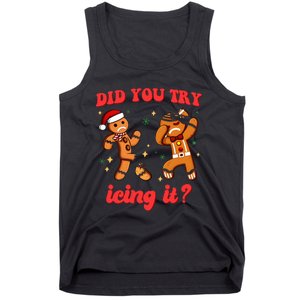 Funny Christmas Nurse Gingerbread Man Did You Try Icing It Tank Top