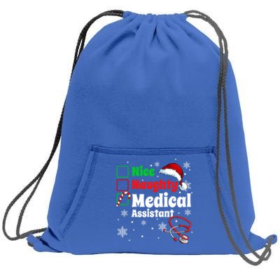 Fun Christmas Nice Naughty Medical Assistant Scrub Top Xmas Swea Sweatshirt Cinch Pack Bag