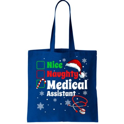 Fun Christmas Nice Naughty Medical Assistant Scrub Top Xmas Swea Tote Bag