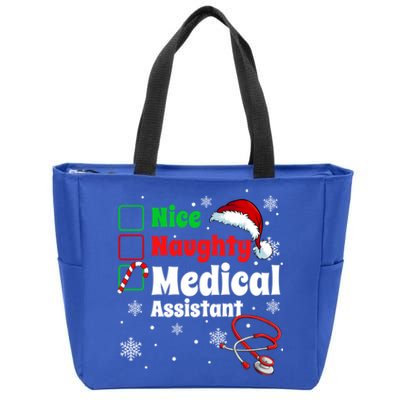 Fun Christmas Nice Naughty Medical Assistant Scrub Top Xmas Swea Zip Tote Bag